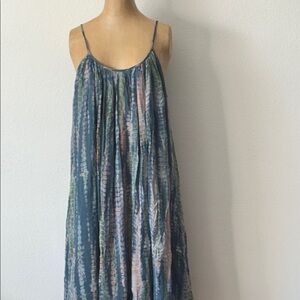 Nicholas K sz XS viscose thin strap blue green pink maxi dress great condition